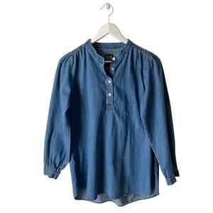 Gap Denim Blue Chambray Blouse Size Small